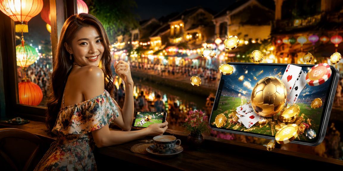 Người chơi thư giãn với bài và cà phê theo phong cách Hội An – cảm giác giải trí nhẹ nhàng